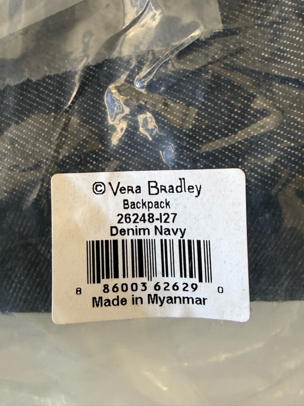 Vera Bradley Denim Navy Backpack NWT Sealed New Quilted Travel School Bag - Picture 5 of 7